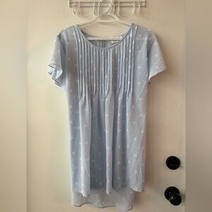 🔥In Every Story Light Blue Pleated Polka Dot Top